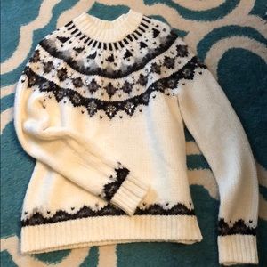 Loft Fair Isle Mock Neck Sweater